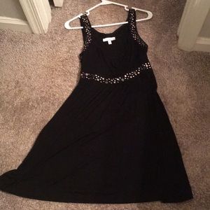 Black embellished sundress or formal dress.